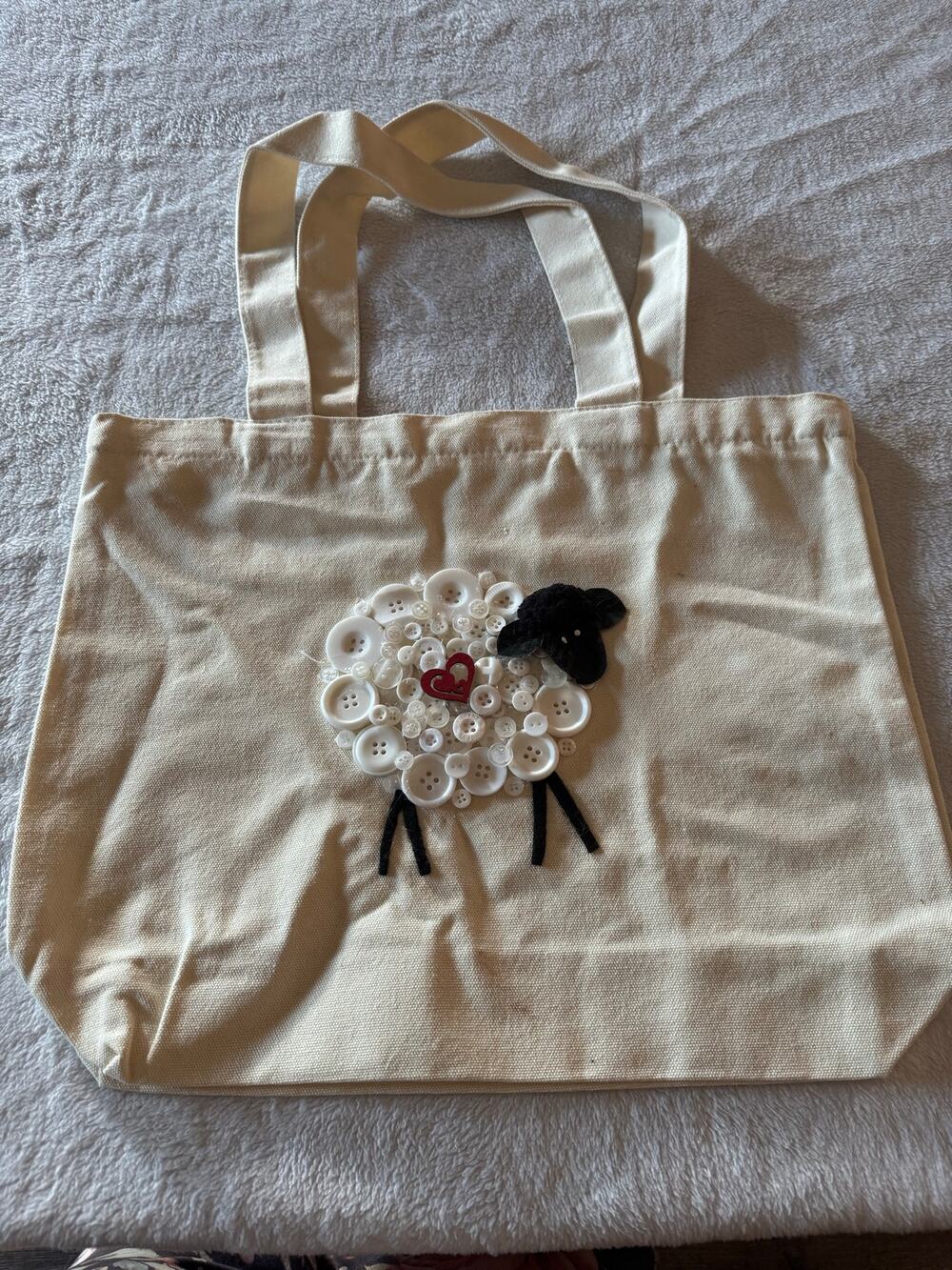 Canvas zippered tote with sheep